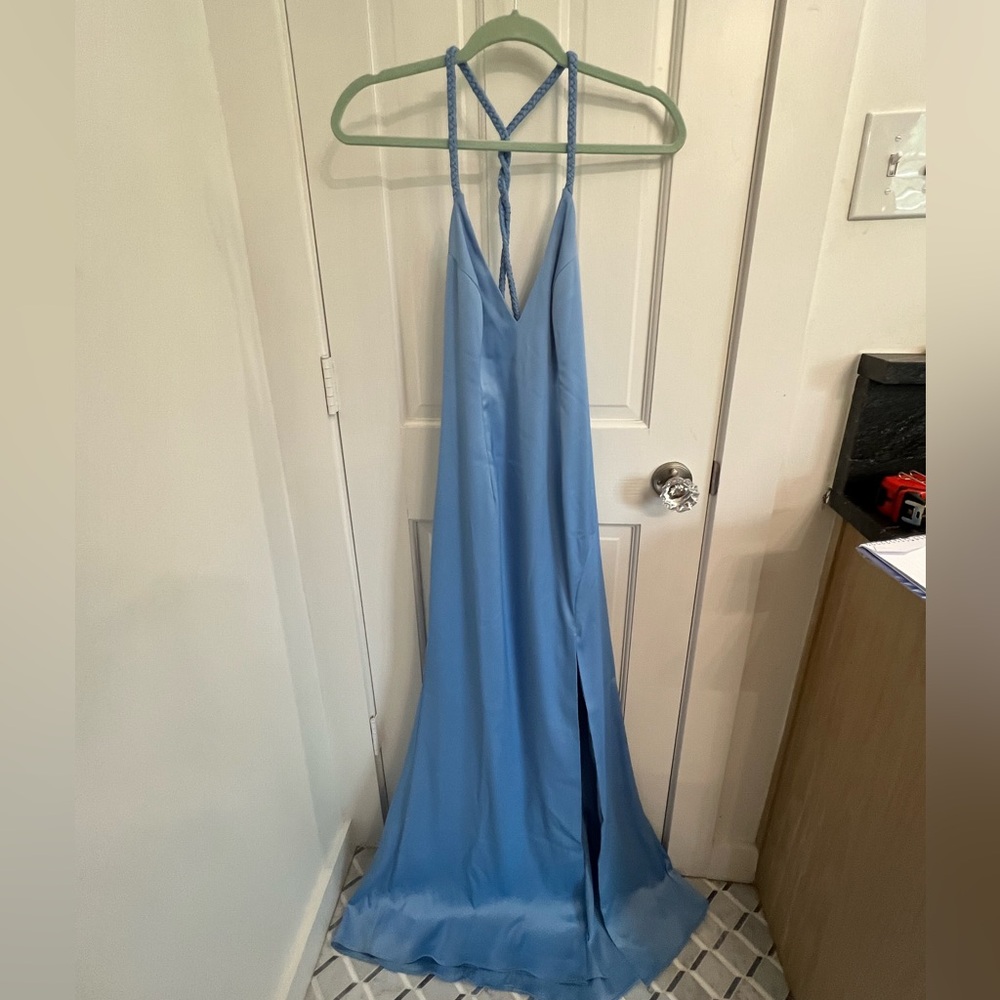 Liz foster Sleeveless Braided Twist Satin Gown